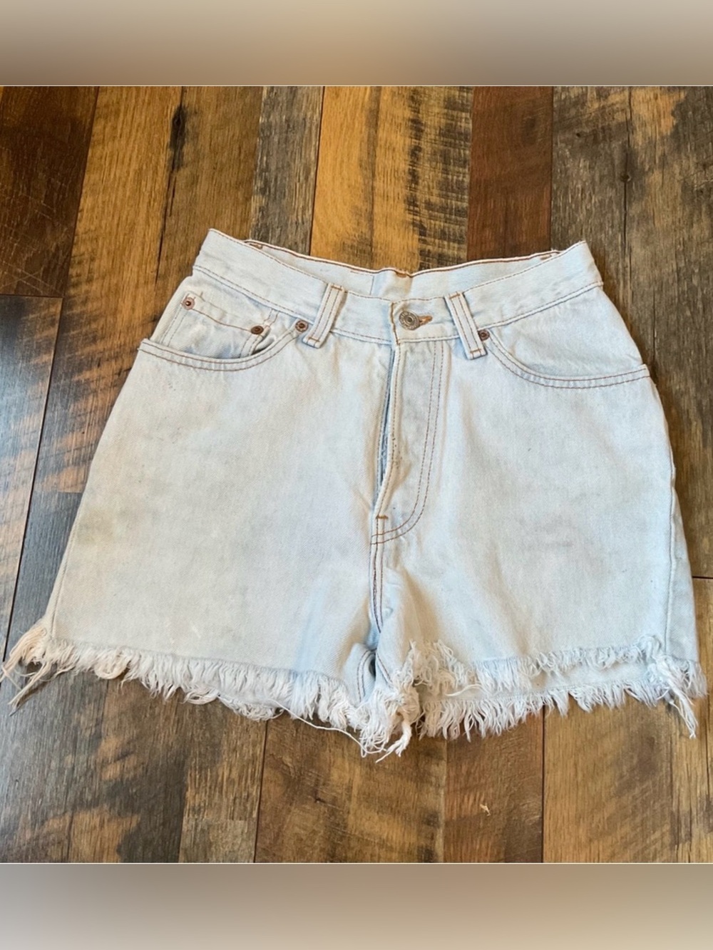Vintage 90’s Levi’s 501 Threshed Worn Frayed Cut Off Jean Shorts 5